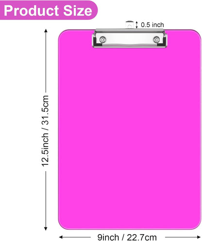 Rimilak 8.5 x 11 Plastic Clipboards Set of 2, Low Profile Metal Clip, Translucent Board, 12.5 x 9 in Letter Size, Office Supply, Back to School, Purple