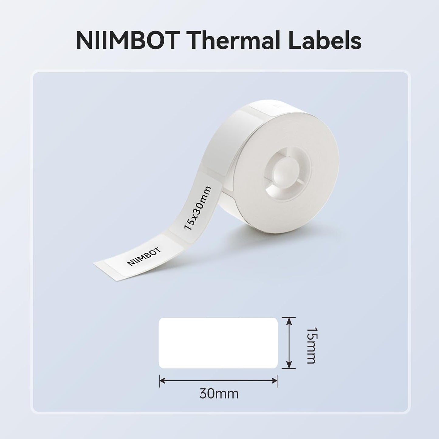 NIIMBOT White Cable Labels Maker Tape for D11/D110/D101 Label Maker, 0.49'' x 4.29''(12.5mm x 109mm), Thermal Label Tape for Home Office Labeling Tape Replacement