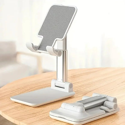 Cell Phone Folding Stand for Desk, Foldable Cell Phone Holder Mobile Stand Phone Dock, Multi-Angle Universal Adjustable Tablet Holder Compatible with Most Cellphone and Tablet(White)