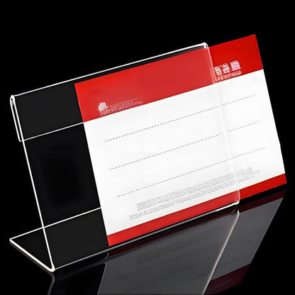 Clear Acrylic Sign Holders with Slanted Back, Adjustable Desk Display Stand for Office and Business,Acrylic Store Price Tag Rack with Slant Back Any Literature Flyer Document Rack(4 * 6cm)