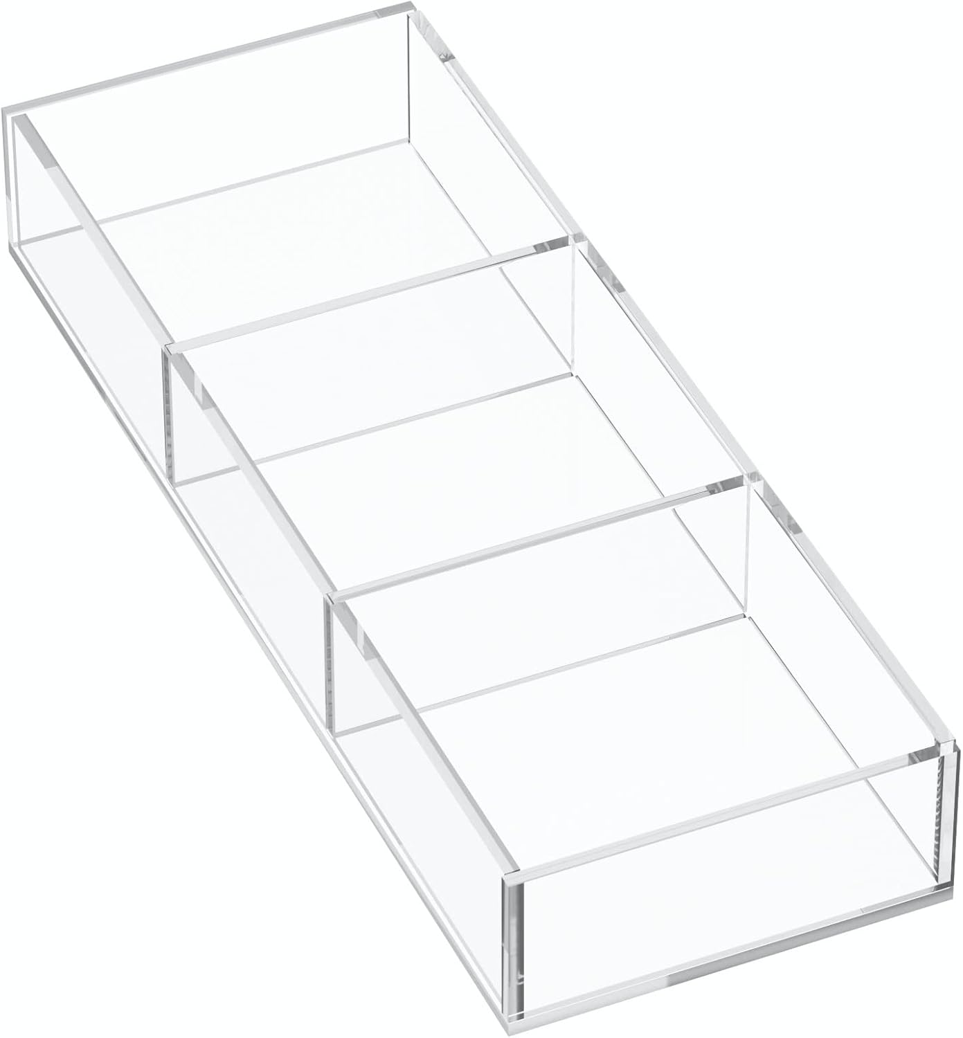 HIIMIEI Acrylic Drawer Organizer, 6 Section Clear Makeup Tray Organizer for Drawer Office Bedroom(11.8x11.8 inch)