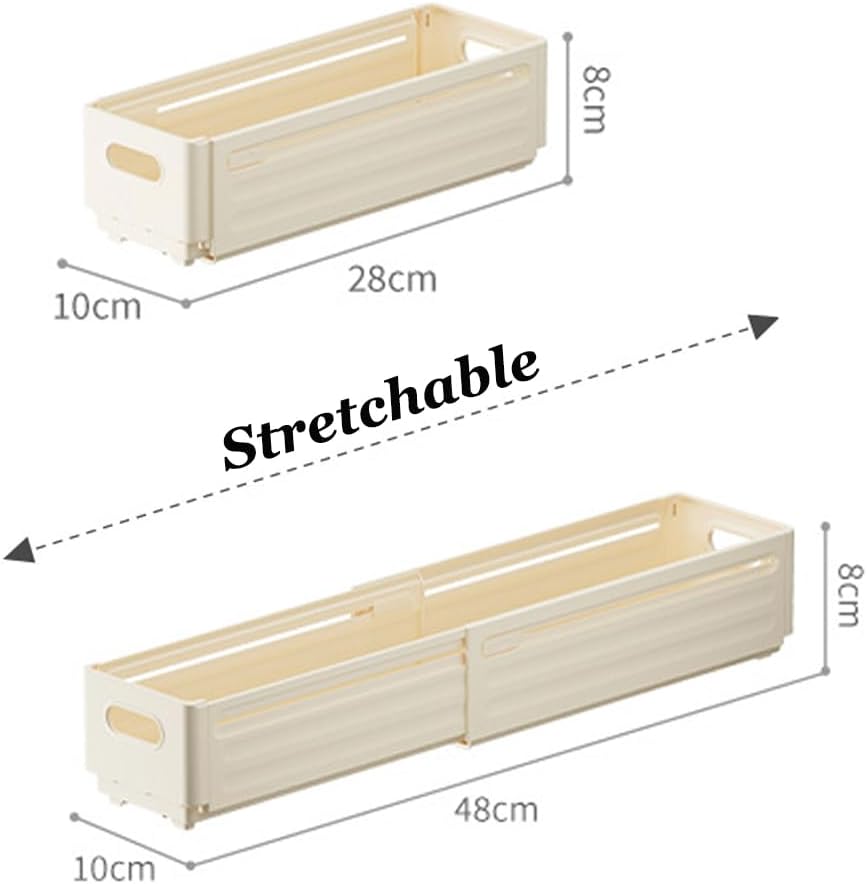 Foldable Storage Bins, 2 Pack Plastic Expandable Boxes for Organizing, Adjustable from 11-18.8" Drawer Organizers Separators Dividers for Bedroom Kitchen Utensils Tools Closet, Small