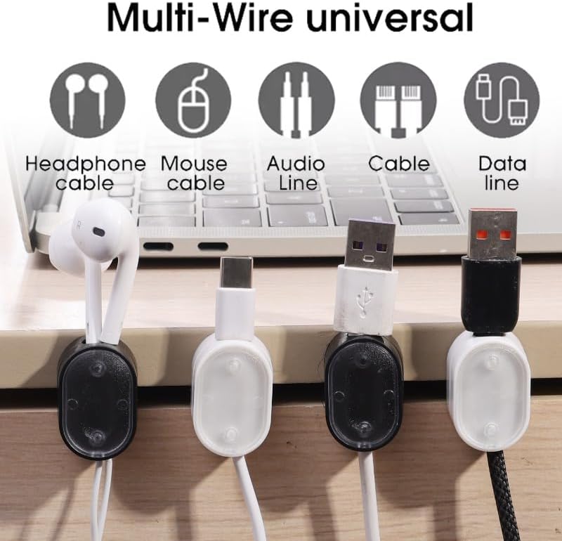 Portable Magnetic Cable Clips Self Adhesive Power Cord Organizer Home Office Car Cables Organizers,3 * 2 * 1.5cm (White-3PCS)