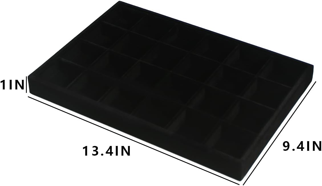 Coward Stackable Jewelry Trays Organizer Set with Clear Lid, Trays for Drawer, Earring Necklace Bracelet Ring Display Organizer (beige(ring+12girds+30girds+The glass lid))