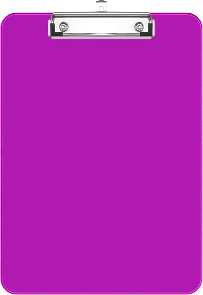 Rimilak 8.5 x 11 Plastic Clipboards Set of 2, Low Profile Metal Clip, Translucent Board, 12.5 x 9 in Letter Size, Office Supply, Back to School, Purple