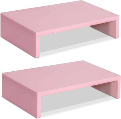 TEAMIX Wood Monitor Stand Riser-2 Pack, 2 Tier Adjustable Monitor Stand Dual Monitor Riser for 2 Monitors/Laptop/PC Black Computer Stand for Desk