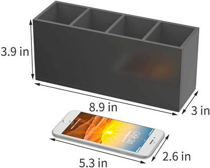 NIUBEE Acrylic Pen Holder 4 Compartments, Clear Pencil Organizer Cup for Countertop Desk Accessory Storage