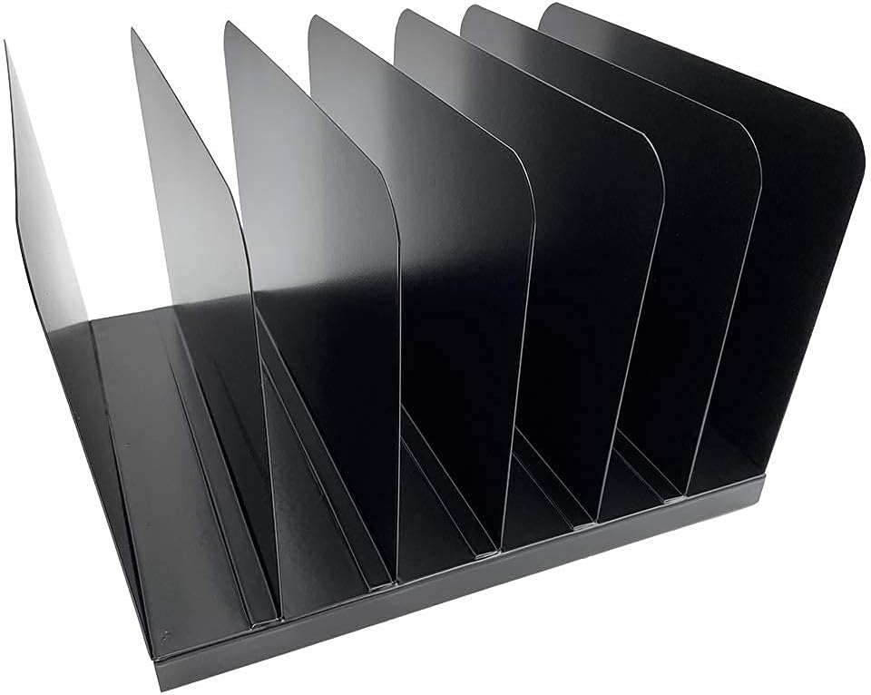 Huron Desktop File Binder Organizer Storage Vertical 8 Slot, Black Commercial Grade Steel