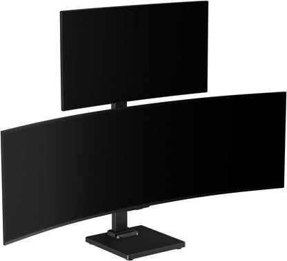 Suptek Single LCD Computer Monitor Free-Standing Desk Stand Mount Riser for 13 Inch to 43 Inch Screen with Swivel, Height Adjustable, Rotation, 50, 75, 100mm VESA Base Stand, Black