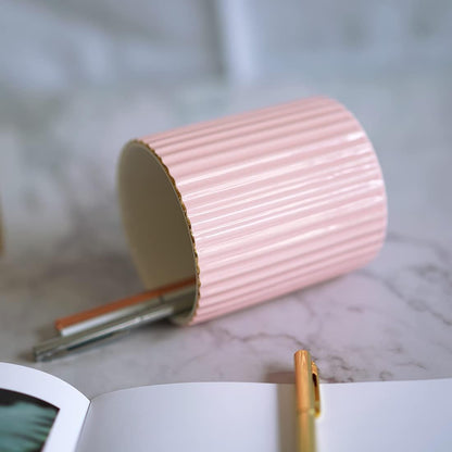CROWNOS Pen Holder for Desk, Ceramic Pencil Cup Office Desk Organizer, Makeup Brush Holder, White