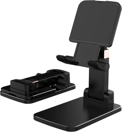 Phone Stand for Desk,Fully Adjustable Foldable Phone Holder,Metal Base with Anti-Slip Pad,Thick Case,Compatible with iPhone 17 Pro Max/Air/17 Pro/17/16/16e,15,All Phones,Portable Office Accessories