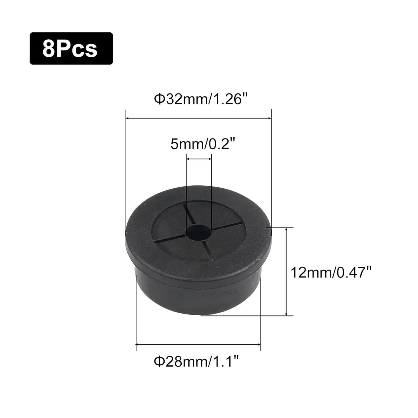 1 Inch Cable Grommet (25mm) – 12 Pcs Flexible Rubber Wire Hole Covers for Server Racks, Network Boxes, Thick Cable Management (Black)