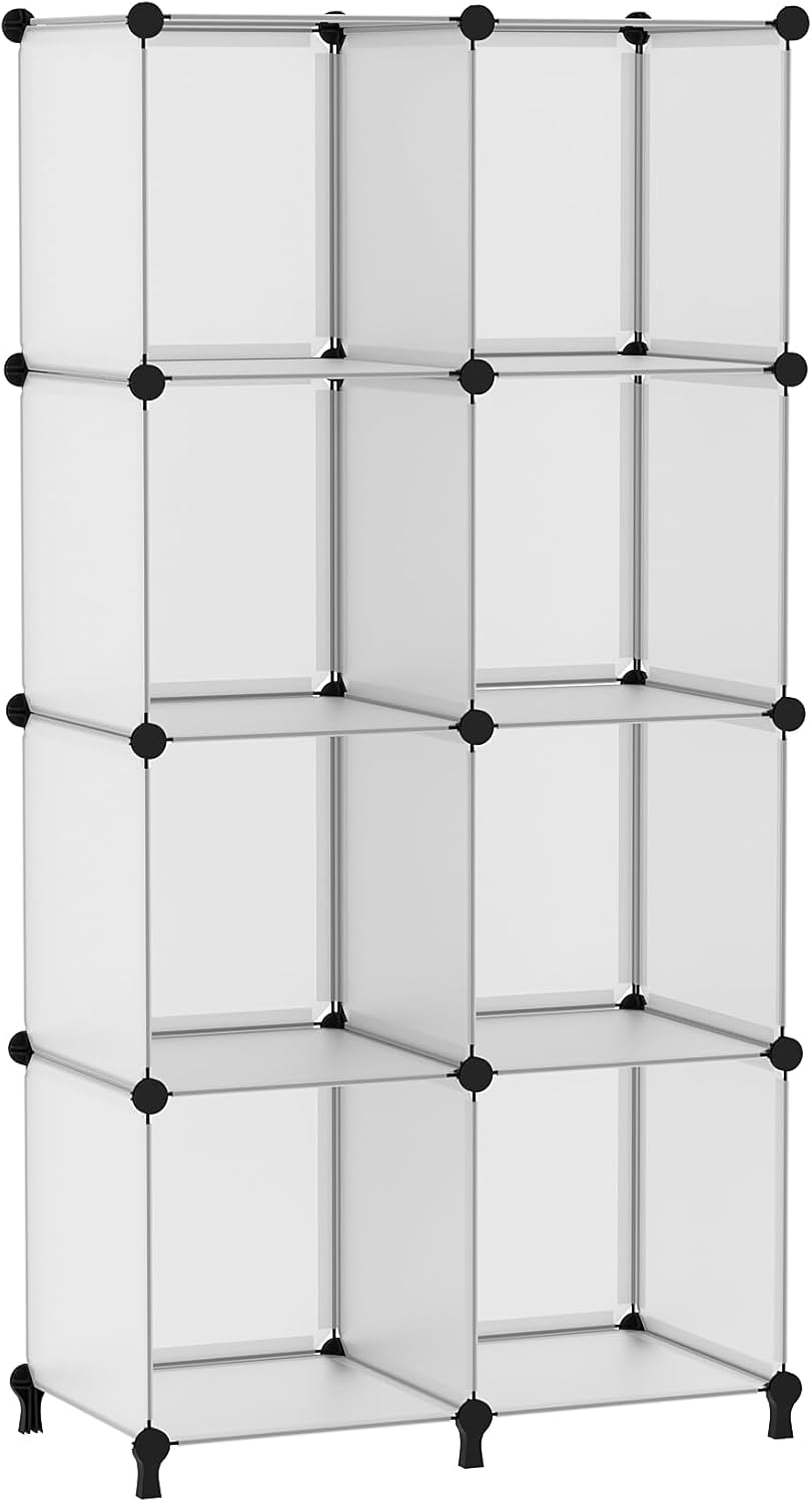 AWTATOS Cube Storage Organizer, 16 Cube Closet Organizer, Stackable Storage Cube Shelves, DIY Portable Closet Clothes Organizer Shelving for Bedroom, Closet, Wardrobe, Bathroom, White
