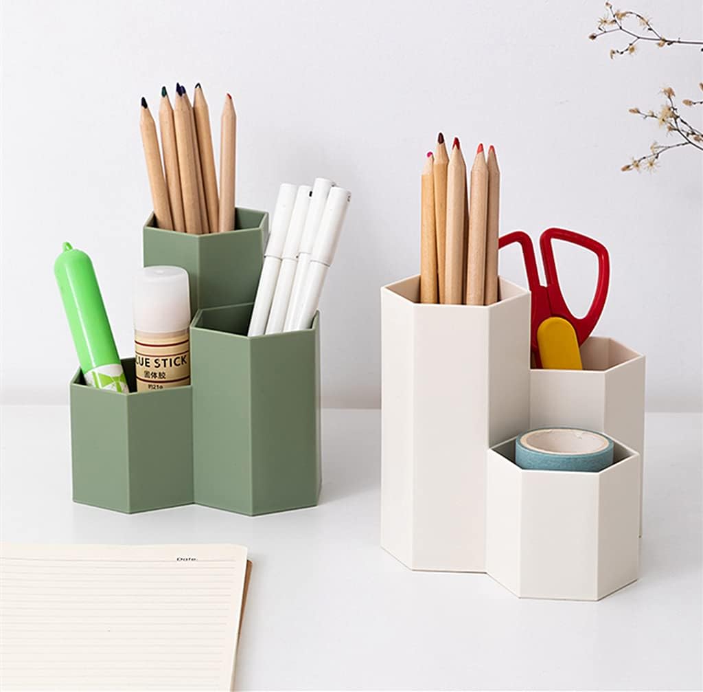 Pencil Organizer Pen Holder for Desk Pens Cup Small Desk Organizer Cute Pen Holder for Office,School and Home (White, 3)