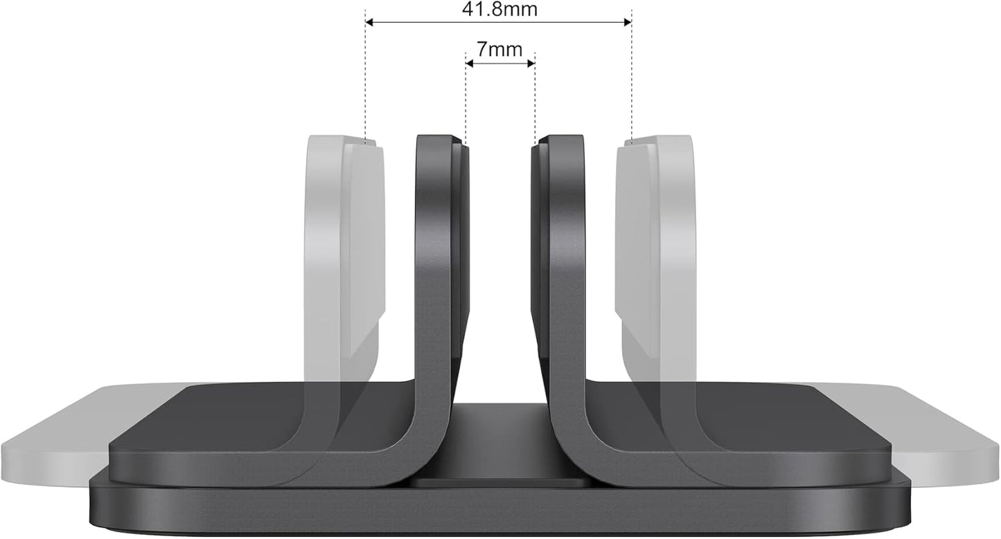 JOKItech Aluminum Laptop Vertical Stand Organizer, Sturdy Laptop Computer Holder Desktop Stand Compatible with new Retina Apple MacBook Pro/Air/Neo, Mac mini & iPad Pro - Black