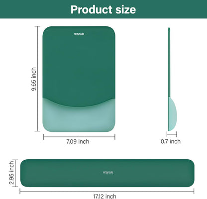 MOSISO Wrist Rest Support for Mouse Pad&Keyboard Set, Rectangular Ergonomic Mousepad Non-Slip Base Home/Office Pain Relief&Easy Typing Pad with Neoprene Cloth&Raised Silicone Lining, Green