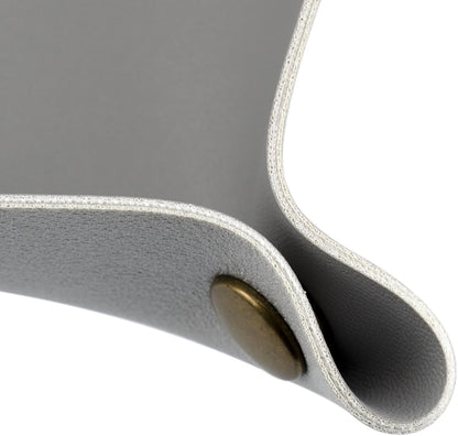 Decorative Foldable Valet Tray Artificial Leather Catchall Holder Small Desk Table Organizer Tray for Jewelry, Keys, Watches, Coins (Light Gray)