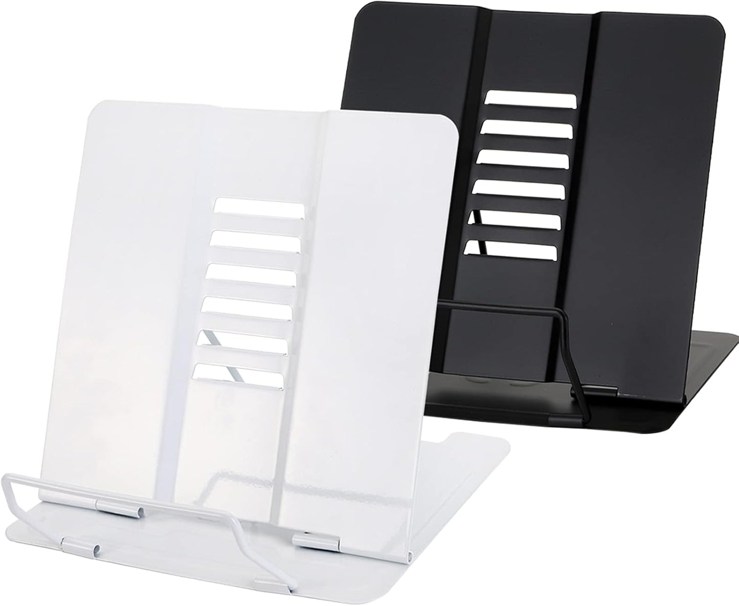 Dicunoy Set of 2 Metal Desk Book Stand, Adjustable Reading Rest Book Holder, Sturdy Bookstands for Recipes, Textbooks, Tablet, Music Books, Cookbook, Recipe, iPad, Magazine, Menu