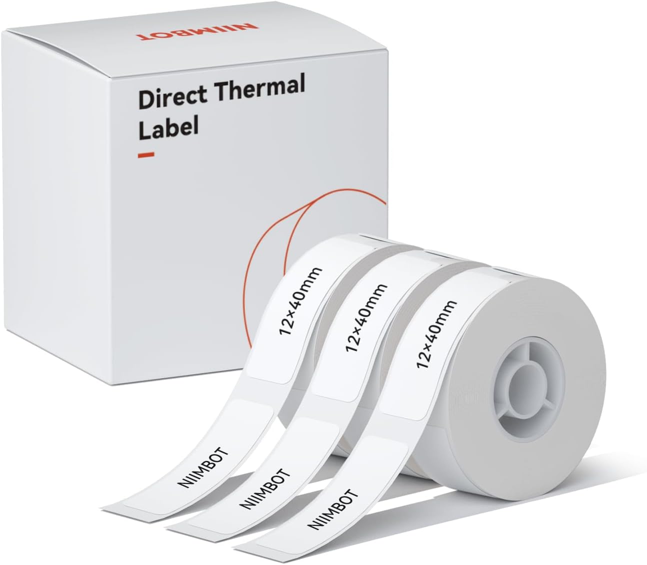 NIIMBOT White Cable Label Maker Tape for D11/D110/D101 Label Maker, 12.5 x 109 mm (0.49'' x 4.29''), 3 Rolls, Thermal Label for Home Office Labeling Tape Replacement