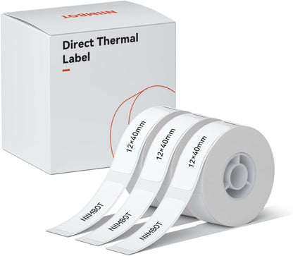 NIIMBOT White Cable Label Maker Tape for D11/D110/D101 Label Maker, 12.5 x 109 mm (0.49'' x 4.29''), 3 Rolls, Thermal Label for Home Office Labeling Tape Replacement