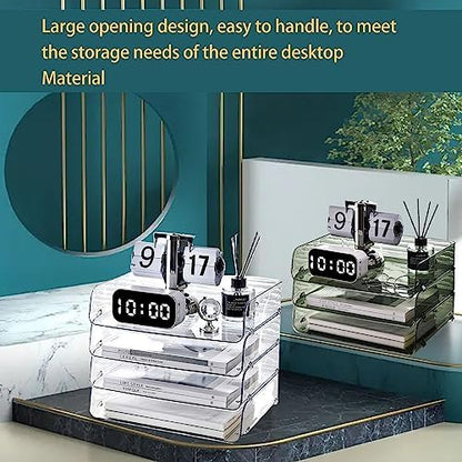 A4 Paper Tray, Minimalist Clear Acrylic Organizer Stackable Letter Tray Office Desk Organiser A4 Paper Filing Trays File Holder for Home Office School, Clear (Green 26.5x33x7.5cm/10.4x13.0x3.0in)