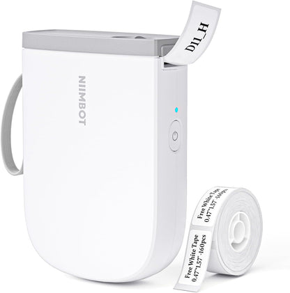 NIIMBOT 300 DPI D11 Label Maker Machine with 1 Tape, Mini Portable Label Printer, Bluetooth Thermal Label Printer Sticker Labeler for Office Home Kitchen School Organization, White