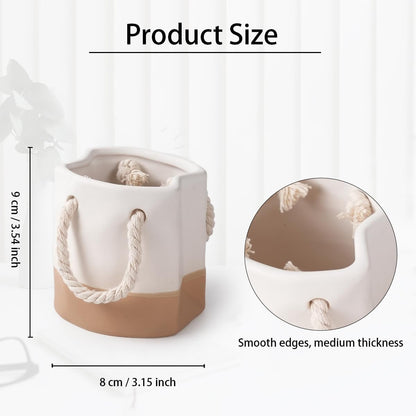 Ceramic Pen Holder, Cute Pen Holder for Desk, Pencil Holder Stand Makeup Brush Holder for School, Home, Office Desk(White Sepia)