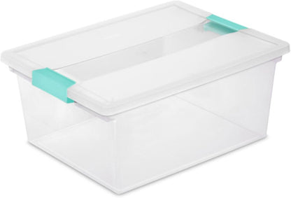Sterilite 12-Pack Clip Box, Stackable Clear Plastic Bins with Latching Lids, Large - Writing, Arts or Crafts Supplies Storage Containers for Home, Office, Classroom and Workshop Organization