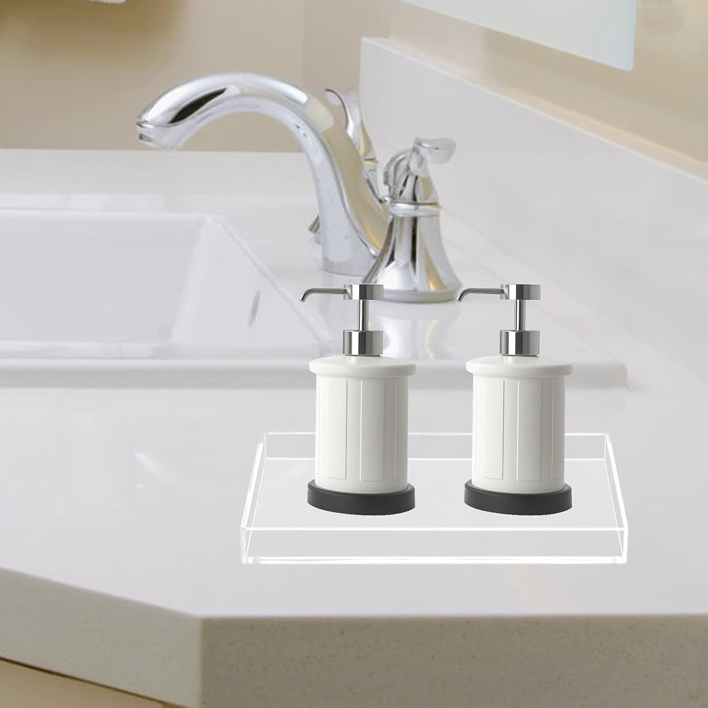 Bigfety Acrylic Vanity Tray for Organizing, Clear Bathroom Trays for Counter, Desk, Dresser