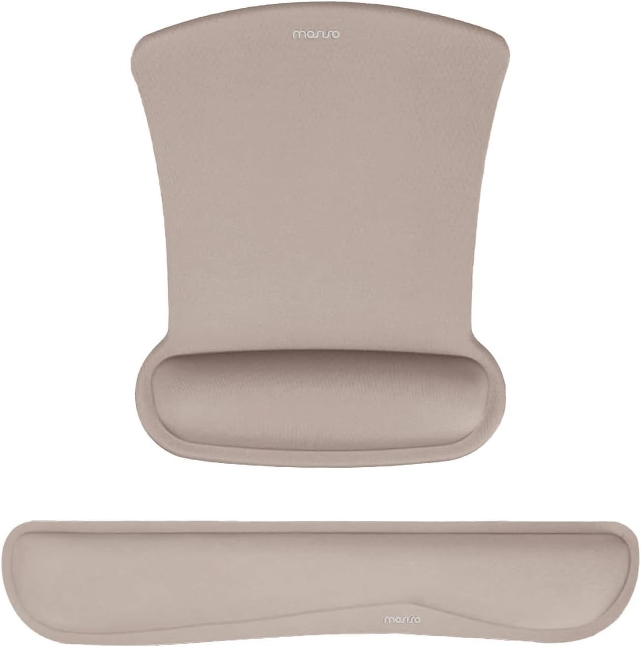 MOSISO Wrist Rest Support for Mouse Pad & Keyboard Set, Ergonomic Mousepad Non-Slip Base Home/Office Pain Relief & Easy Typing Cushion with Neoprene Cloth & Raised Memory Foam, Apricot