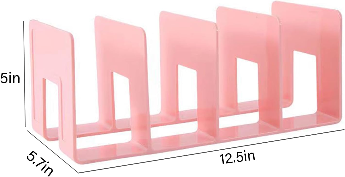 2PCS Acrylic File Organizer for Desk, Desktop Document/Mail Organizer, 4 Compartments Plastics Invisible Bookshelf Floating (12.5" x 5.7" x 5", Black)