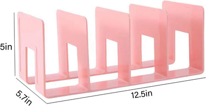2PCS Acrylic File Organizer for Desk, Desktop Document/Mail Organizer, 4 Compartments Plastics Invisible Bookshelf Floating (12.5" x 5.7" x 5", Black)