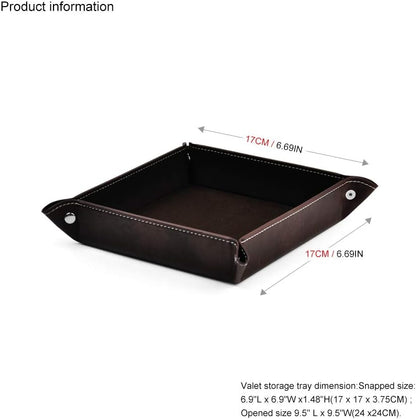 Oirlv Premium Leather Valet Tray for Men Jewelry Organizer, Desktop Storage,Key Wallets Cell Phones Catchall Tray Nightstand or Dresser Organizer Plate (Black)