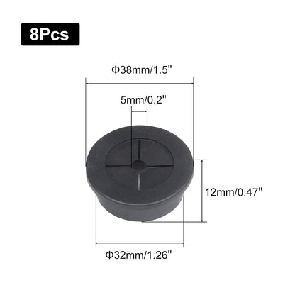 1 Inch Cable Grommet (25mm) – 12 Pcs Flexible Rubber Wire Hole Covers for Server Racks, Network Boxes, Thick Cable Management (Black)