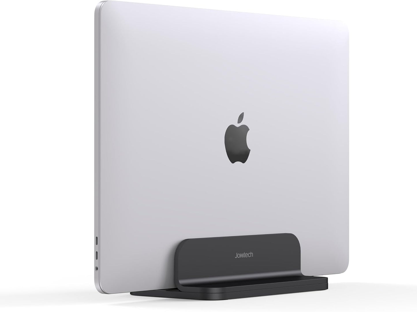 JOKItech Aluminum Laptop Vertical Stand Organizer, Sturdy Laptop Computer Holder Desktop Stand Compatible with new Retina Apple MacBook Pro/Air/Neo, Mac mini & iPad Pro - Black