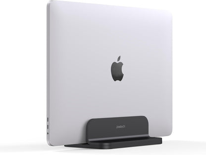 JOKItech Aluminum Laptop Vertical Stand Organizer, Sturdy Laptop Computer Holder Desktop Stand Compatible with new Retina Apple MacBook Pro/Air/Neo, Mac mini & iPad Pro - Black