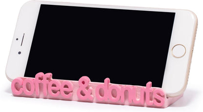 ZAWUU Coffee & Donuts Phone Stand - Cute Resin Phone Holder for Desk, Bedside Table, and Kitchen Counter, Adjustable Vertical & Horizontal Display, Fun Gift for Coffee Lovers, Women, and Teens