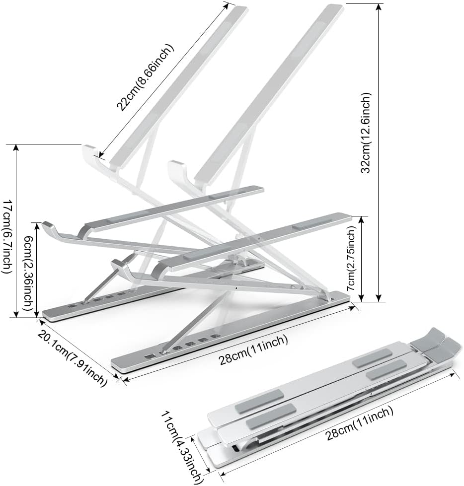 Laptop Stand Adjustable Portable Aluminum for 10" - 17" Laptop Tablet