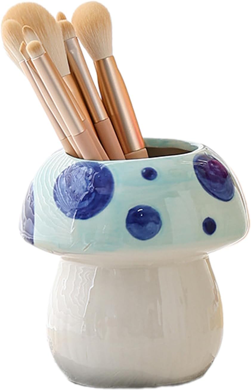 Generic Ceramic Mushroom Pencil Holder, Pink