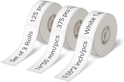 NIIMBOT D11 Label Tape D110 Label Maker Papers 3Rolls Cable Labels, Self-Adhesive Labeling Tape 0.47" X 4.29" (12 X 109mm) Cable Label Refills for Home Office Circuit Box, 195 Labels/3Rolls, White