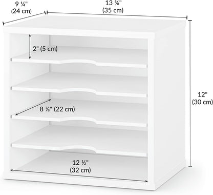 Ballucci File Organizer Paper Sorter, 5 Tier Adjustable Shelves Office Desk Organizer, 13 5/8" x 9 1/4" x 12", Black