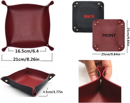 4 Pack Valet Tray PU Leather Jewelry Tray for Women and Man Portable Catchall Travel Storage Dish Plate Key Tray For Entryway Desk Organizer for Phone, Keys, Glasses, Wallet, Earphone, Watch, Coin
