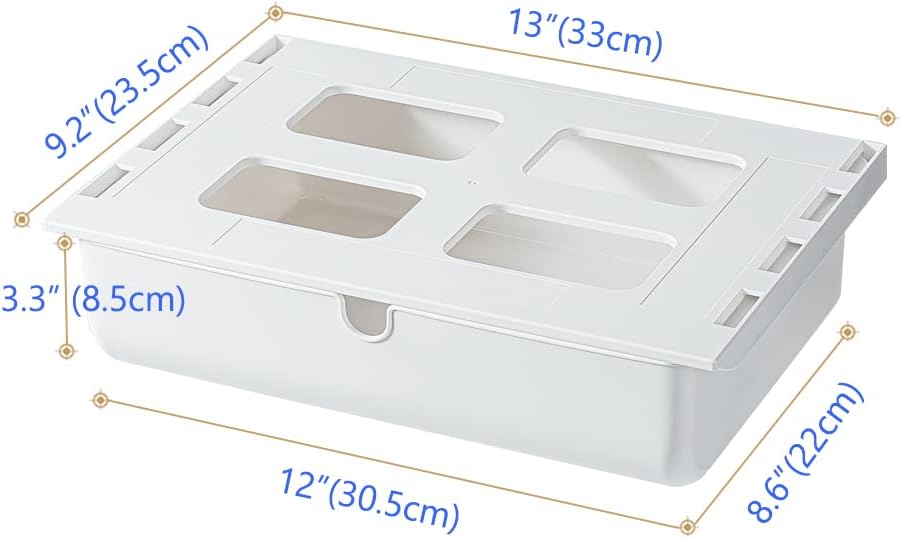 Poeland Under Desk Drawer Self-Stick Storage Organizer for Office Home School, Holders for Desk Accessories, Large Size, White