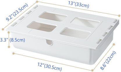 Poeland Under Desk Drawer Self-Stick Storage Organizer for Office Home School, Holders for Desk Accessories, Large Size, White