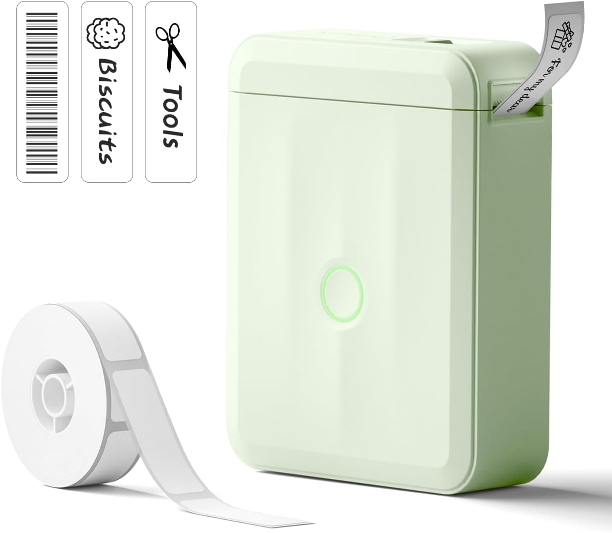 NIIMBOT Label Maker Machine Bluetooth Label Printer for School Home Office Organization, Wireless Mini Labeler D110 Upgraded Version, Label Machine with 1 Label Tape, White