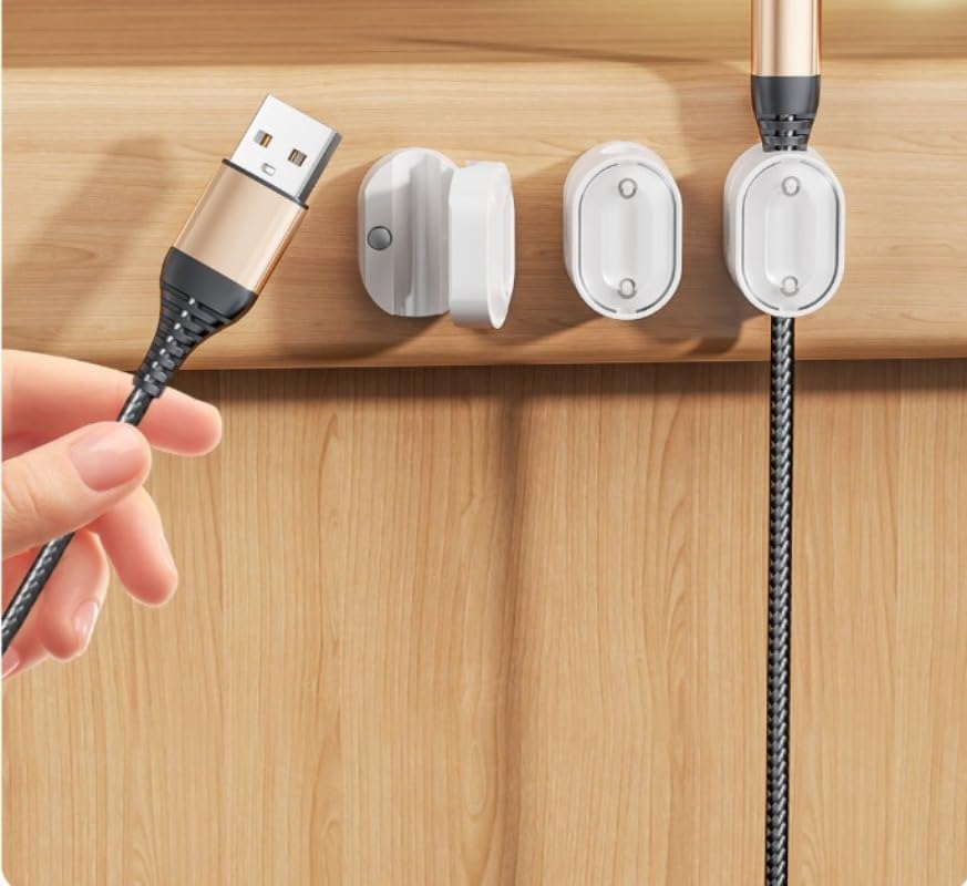 Portable Magnetic Cable Clips Self Adhesive Power Cord Organizer Home Office Car Cables Organizers,3 * 2 * 1.5cm (White-3PCS)