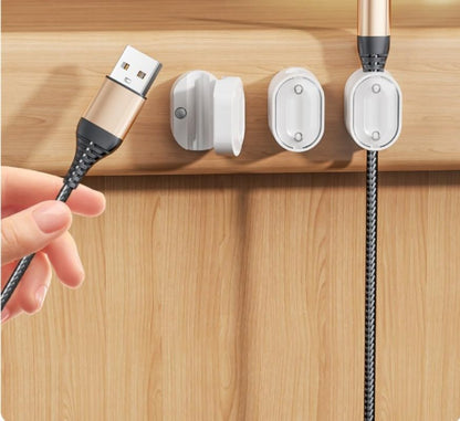 Portable Magnetic Cable Clips Self Adhesive Power Cord Organizer Home Office Car Cables Organizers,3 * 2 * 1.5cm (White-3PCS)