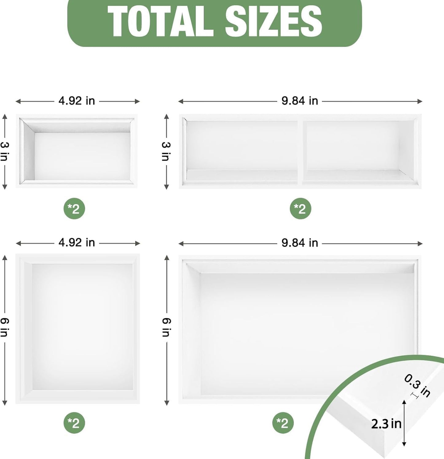Bamboo Drawer Organizer,5 PCS White Bathroom Tray&Desk Organizers and Storage,Cabinet Divider With Removable Silverware Organization for Kitchen,Utensils,Junk,Office,Makeup