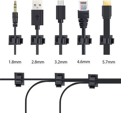 Viaky 30 Pcs Black Clips Self Adhesive Backed Nylon Wire Adjustable Cable Clips Adhesive Cable Management Drop Wire Holder