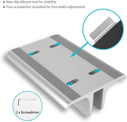 Vaydeer 3-in-1 Aluminum Laptop Stand Vertical Laptop Stand Holder for Desk with Adjustable Dock, Space-Saving Organizer for All MacBook, Surface, Samsung, HP, Dell, up to 17.3 inch